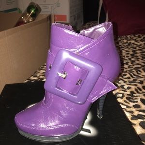 Purple Buckle Ankle Bootie